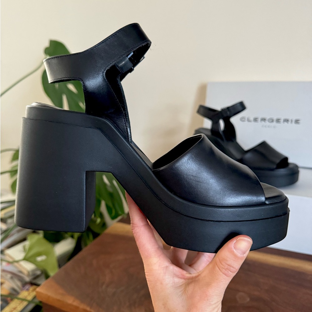 Clergerie Paris - Nelio - black designer sandals chunky platform heel
